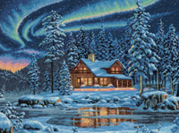 Aurora Cabin Counted Cross Stitch Kit Dimensions Gold Collection