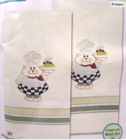 Cat Chef Tobin Stamped For Embroidery Kitchen Towels 20"X28" 2/Pkg
