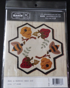 Buttermilk Basin Bees & Berries Hexi Mat Wool Applique Pattern