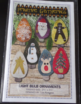 Primitive Gatherings Light Bulb Ornaments Wool Applique Pattern