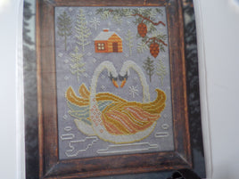 The Swans - Cottage Garden Samplings - A Year in the Woods #2 of 12 - Pattern Only