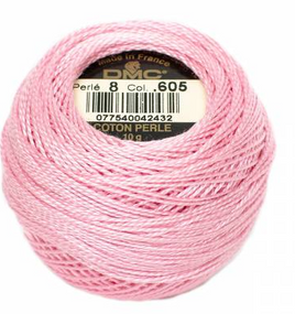 605 Pink DMC Size 8 Pearl Cotton - 87 yd. Ball