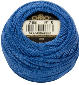 798 Blue DMC Size 8 Pearl Cotton - 87 yd. Ball