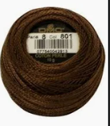 801 Dark Brown DMC Size 8 Pearl Cotton - 87 yd. Ball