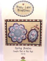 Spring Bunnies Candle Mat & Mini Mat Wool Applique Pattern by Penny Lane Primitives