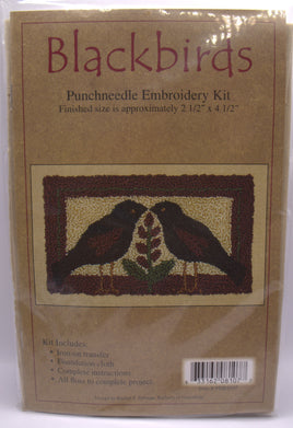 Blackbirds Punch Needle Embroidery Kit - Rachels Of Greenfield 2.5"x4.5"