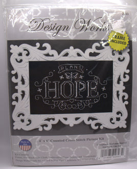 Have Hope Design Works Chalkboard Look Counted Cross Stitch Kit 4" x6" frame included