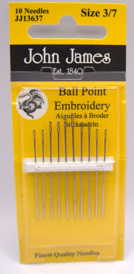 John James JJ13637 Ball Point Embroidery Needles size 3/7