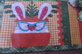 Peek-a-Boo Bunny Mug Rug Kit The Whole Country Caboodle - Precut fused Applique
