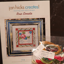 Rose Sonata Cross Stitch Pattern By Jan Hicks with 21 Color Hand-Dyed Fibers Silk Thread Pack