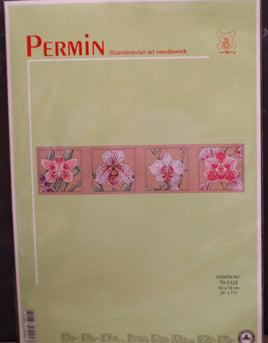 4 Orchids Cross Stitch Kit By Permin Of Copenhagen- 26 Count Linen