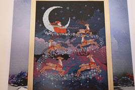 Santa’s Moonlit Ride Modern Cross Stitch Pattern By Counting Puddles
