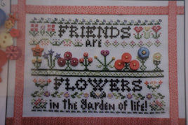 Friends Are Flowers W/ Button Pack Cross Stitch Pattern By Rosewood Manor