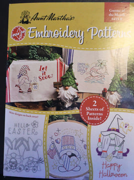 Gnome of the Month Aunt Martha's Iron On Embroidery Pattern #415B