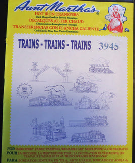 Trains Trains Trains #3945 Iron On Embroidery Transfers By Aunt Martha