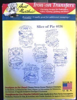 Slice Of Pie 4036 Iron On Embroidery Transfers By Aunt Martha