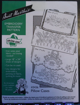 Pillow Cases 3436 Iron On Embroidery Transfers By Aunt Martha's