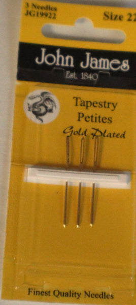 John James Gold  Plated Petite Tapestry Needles Size 22