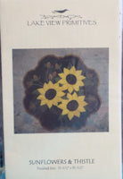 Sunflowers & Thistle Wool Applique Pattern By Lake View Primitives