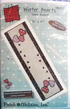 Winter Hearts Table Runner Applique / Quilt Kit By Patch Abilities