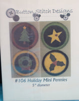Holiday Mini Pennies Wool Applique Pattern By Button Stitch Designs