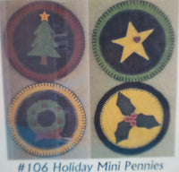 Holiday Mini Pennies Wool Applique Pattern By Button Stitch Designs