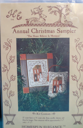 Vintage Homespun Elegance This House Believes in Merriness Annual Christmas Sampler Cross Stitch Kit