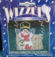 Sebastian the Snowman Janlynn / Holiday Wizzers Counted Cross Stitch Kit 3" X 3.50"