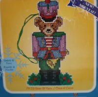 Nutcracker Bear Ornament Janlynn Counted Cross Stitch Kit 2.5" X 4.25"