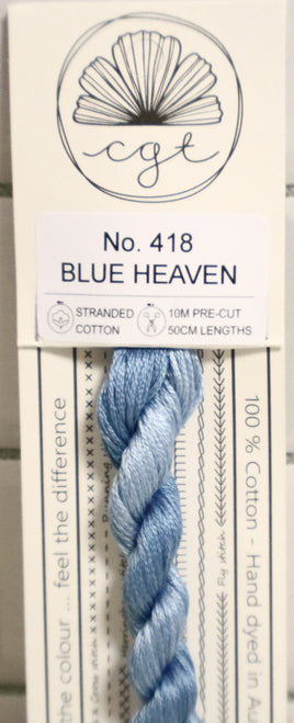 Blue Heaven 418 6-Strand Hand Dyed Floss By Cottage Garden Threads