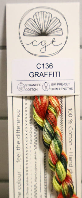Graffiti C136 Limited Edition Hand Dyed 6-Strand Floss By Cottage Garden Threads
