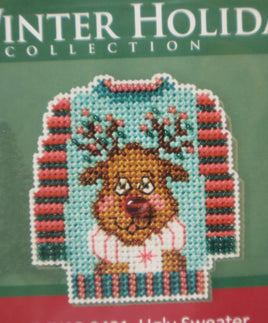 Ugly Sweater Ornament Mill Hill Bead / Cross Stitch Kit
