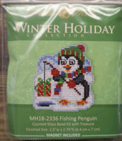 Fishing Penguin Ornament / Magnet Mill Hill Counted Glass Bead Kit