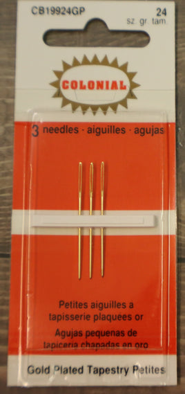 Colonial Needle Size 24 Gold Plated Petites - Petite Sewing Needles CB19924GP