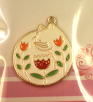 Metal White Curled Up Kitty Cat Needle Minder By Happy Stitch