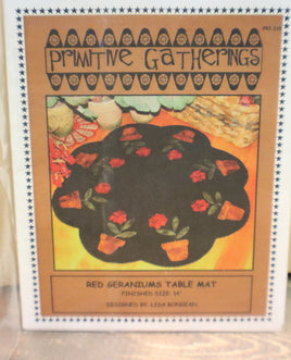 Primitive Gatherings Red Geraniums Table Mat Pattern