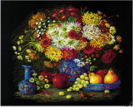 Still Life With Chrysanthemums Counted Cross Stitch Kit RIOLIS