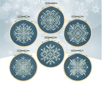 Mini Snowflake Ornaments Cross Stitch Pattern By Counting Puddles W/ Hoops for Hanging