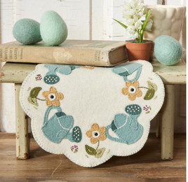 Flowers & Watering Cans Mat Wool Applique Pattern By Buttermilk Basin