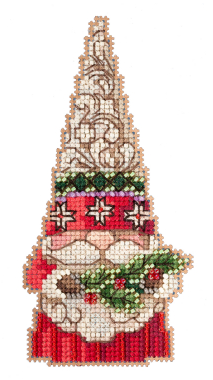 Mill Hill Jim Shore Gnome Holding Holly Cross Stitch and Bead Kit