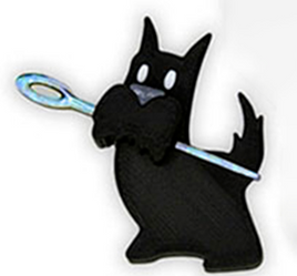 Scottie Dog Holding Blue Needle - Needle Minder Rosie & Me