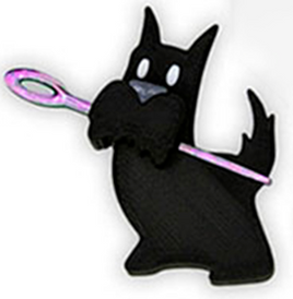 Scottie Dog Holding Pink Needle - Needle Minder Rosie & Me