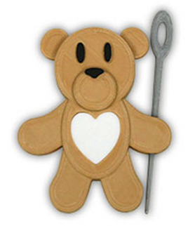 Teddy Bear Holding grey Needle - Needle Minder Rosie & Me
