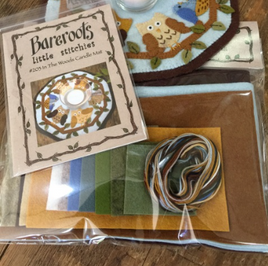 In The Woods Candle Mat Pattern with Fabric and Floss Pack #203 by Bareroots