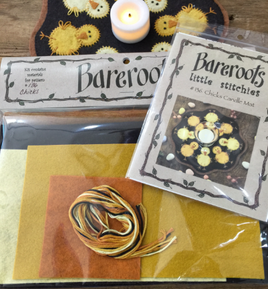 Chicks Candle Mat Pattern with Fabric and Floss Pack #136 by Bareroots