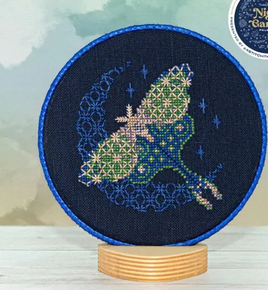 Moonlit Moth Cross Stitch Paper Pattern with 6" Hoop By Counting Puddles