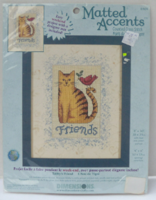 Tabby's Friend Matted Accent Cross Stitch Kit By Dimensions