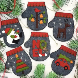 Charcoal Mittens Ornaments Kit By Rachels of Greenfield