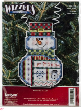 Snowman Let It Snow Janlynn / Holiday Wizzers Counted Cross Stitch Kit 3"X2.25"