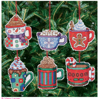 Cocoa Mug Ornaments Janlynn Counted Cross Stitch Kit 3.5"X3.5" Each